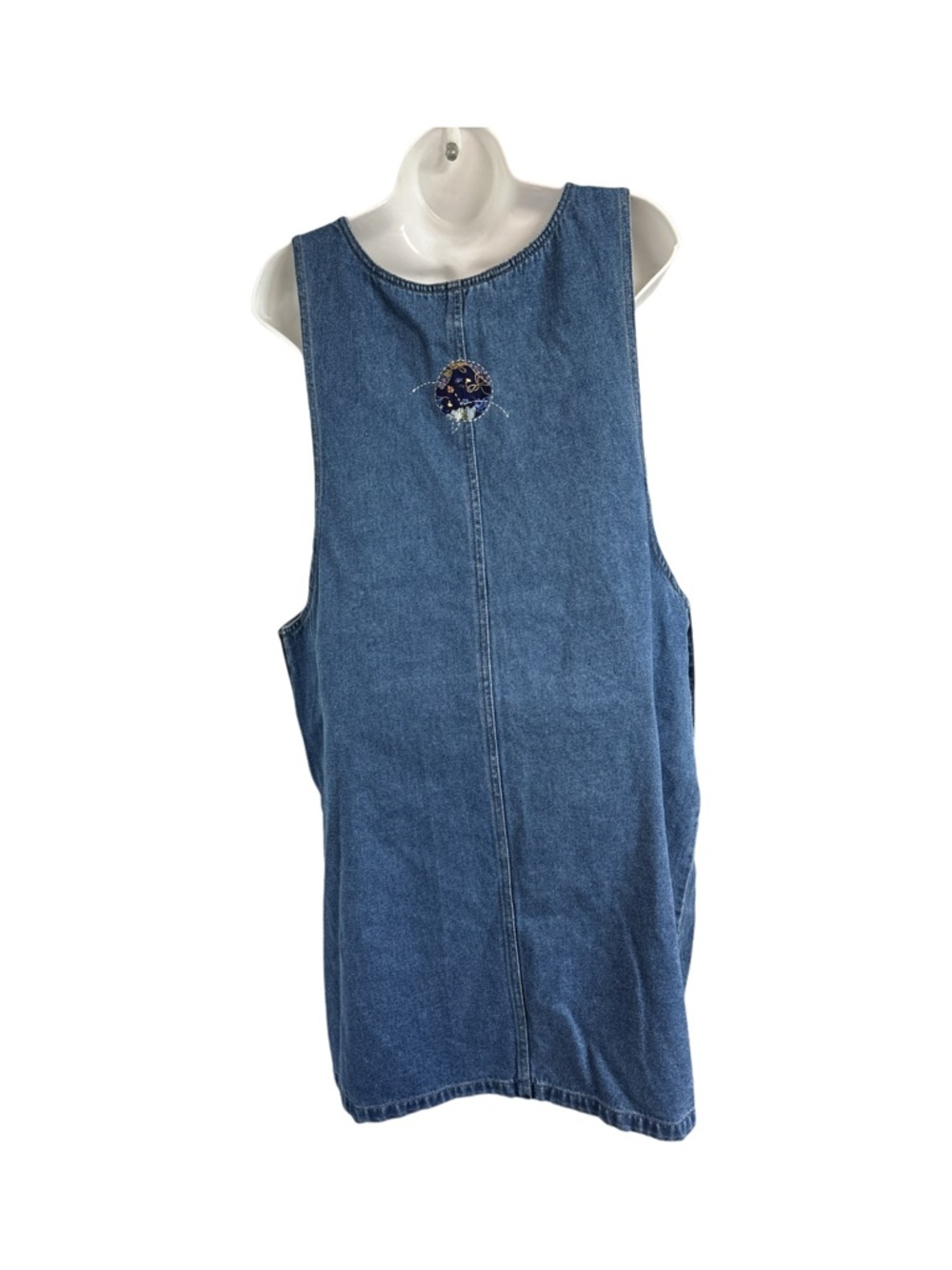 Vintage Haiks Artisan Embroidered Asian Denim Pinafore Jumper Dress Size XL - Picture 4 of 7